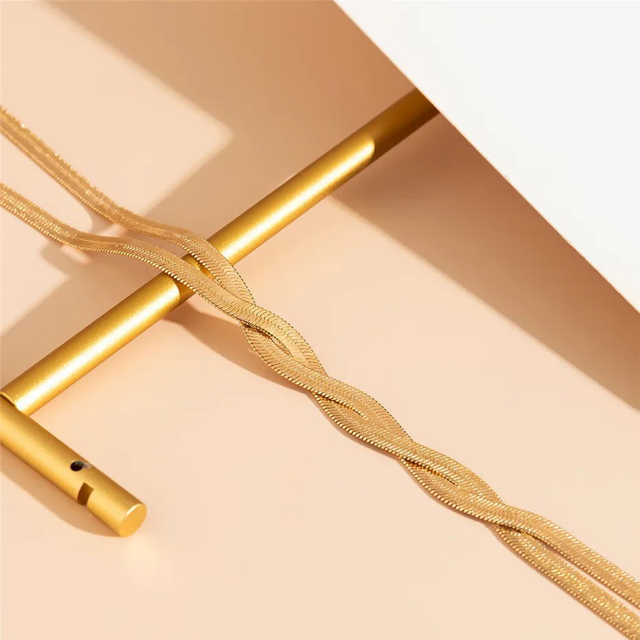 Elegantní dlouhý náhrdelník s nastavitelným designem hadího řetězu