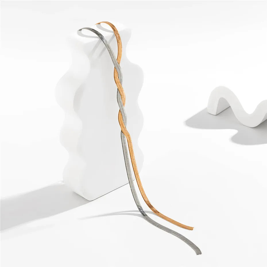 Elegantní dlouhý náhrdelník s nastavitelným designem hadího řetězu