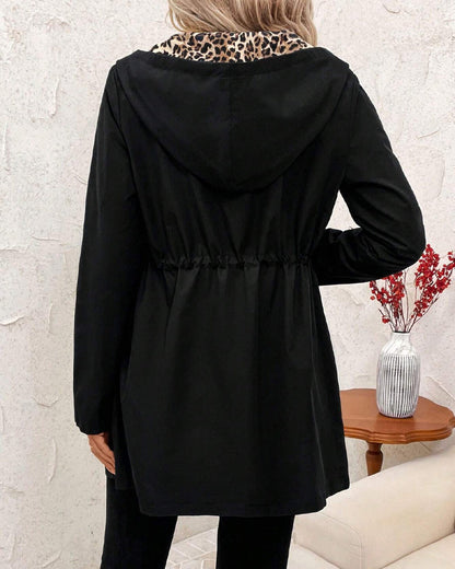 Eva | Oboustranný kabát s kapucí a leopardím vzorem