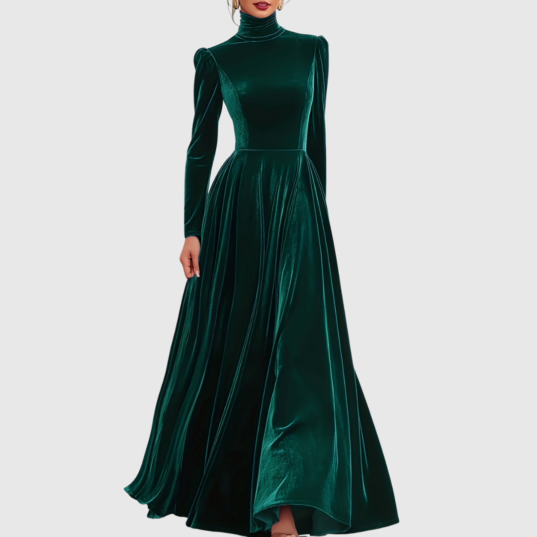 Soophie | Sametové šaty s vysokým límcem