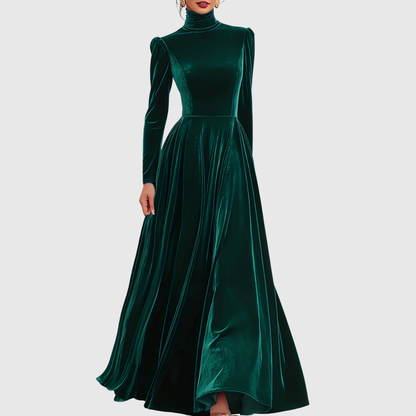 Soophie | Sametové šaty s vysokým límcem