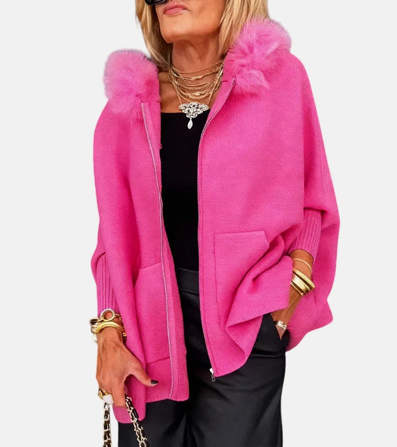 Arabelle | Lehký kabát s kapucí a kožešinovým límcem