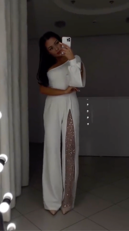 Arielle | Elegantní overal s jedním ramínkem a třpytivým detailem