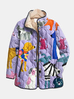 Rhea | Lehká prošívaná bunda s potiskem psů