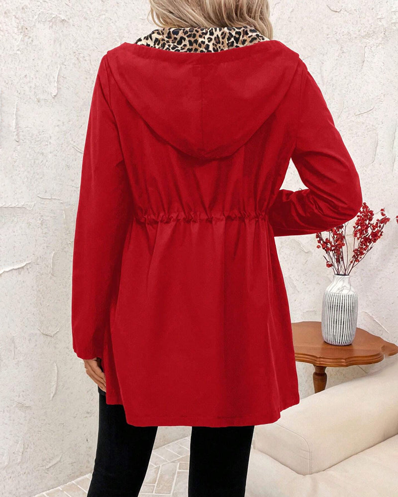 Eva | Oboustranný kabát s kapucí a leopardím vzorem