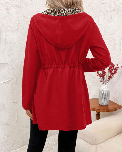 Eva | Oboustranný kabát s kapucí a leopardím vzorem