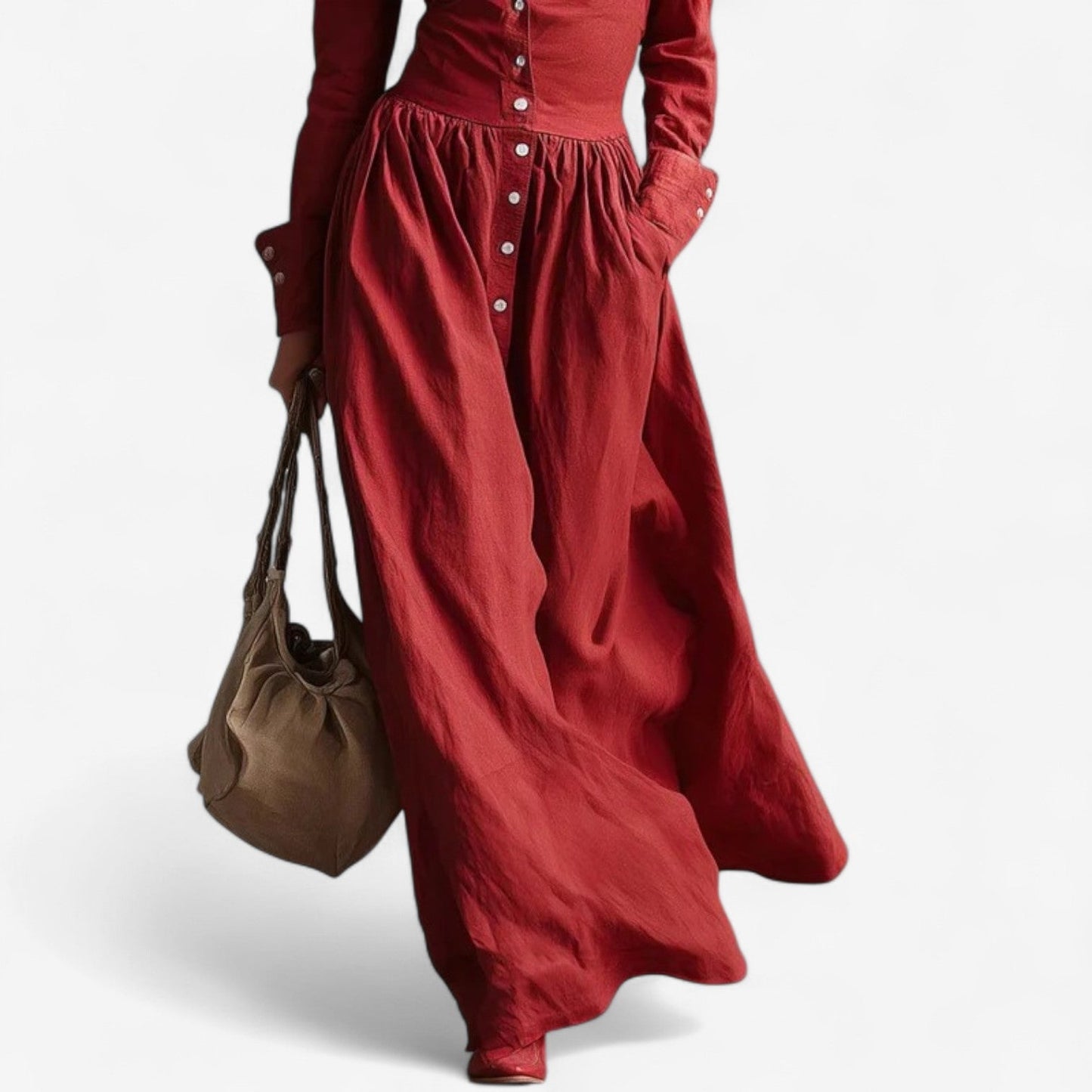 Janine™ Elegantní Knoflíková Šaty