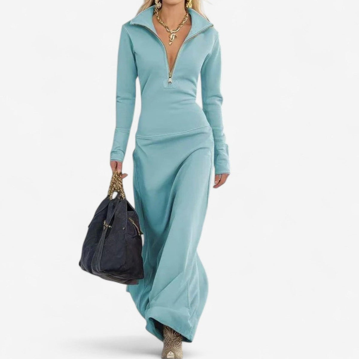 Katsiaryna™ Růžový Plášť s Límcem