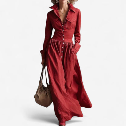 Janine™ Elegantní Knoflíková Šaty