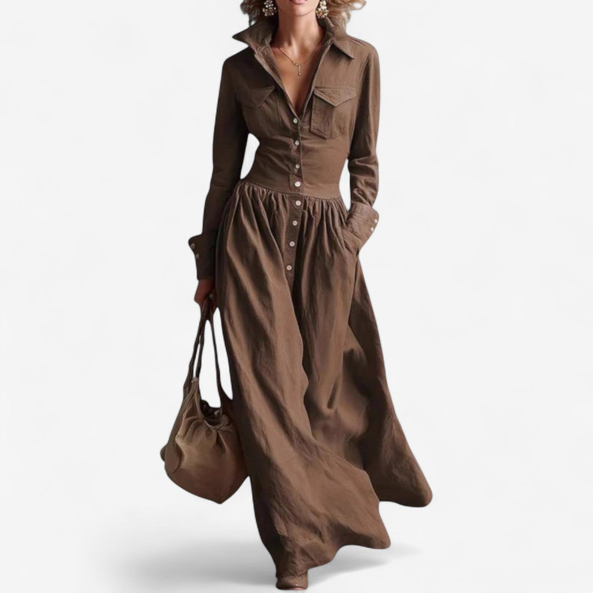 Janine™ Elegantní Knoflíková Šaty