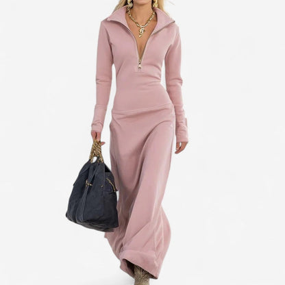 Katsiaryna™ Růžový Plášť s Límcem