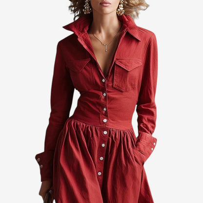 Janine™ Elegantní Knoflíková Šaty